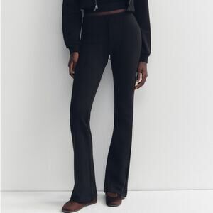 Zara Women’s‎ High Waisted Knit Flared Interlock With Seams Pants Size S Black